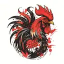 trash polka rooster tattoo design idea