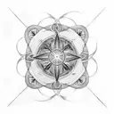 A captivating blackwork tattoo design showcasing a wind rose, gracefully transitioning into the phrase 'This too shall pass', on the outer side of the left forearm from the elbow tattoo design idea