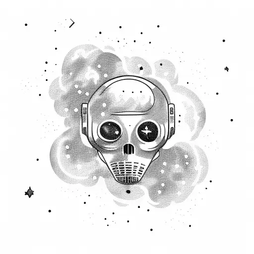 An astronaut floating in space with a nebula background tattoo design idea