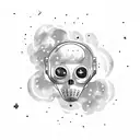 An astronaut floating in space with a nebula background tattoo design idea