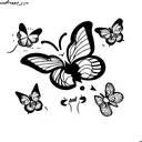 Mariposa con flores y frases euphoria serendipity meraki  tattoo design idea