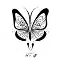 Mariposa con flores y frases euphoria serendipity meraki  tattoo design idea