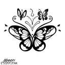 Mariposa con flores y frases euphoria serendipity meraki  tattoo design idea