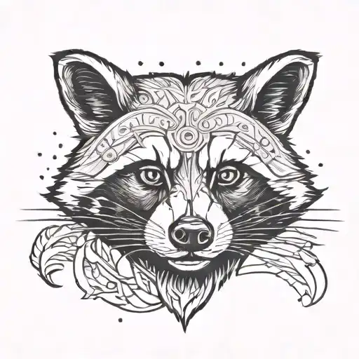 trash panda face tattoo design idea