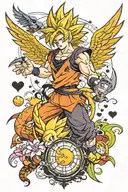 Dragonball Z and kingdom hearts and Disney and a phoenix tattoo design idea