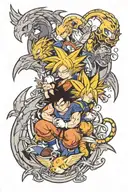 Dragonball Z and kingdom hearts and Disney and a phoenix tattoo design idea