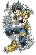 vegeta with kingdom hearts keyblades somewhere in the picture and a phoenix tattoo design idea