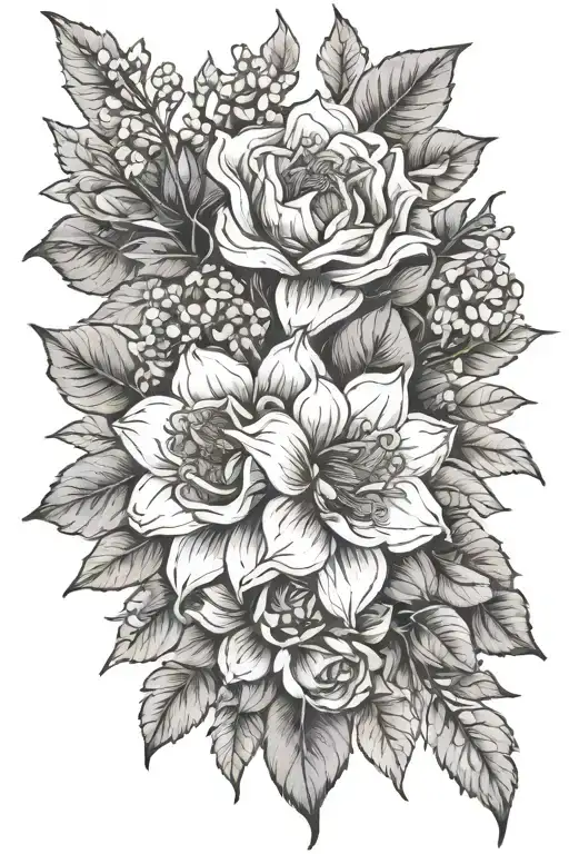 birthflower June and August birth tattoo design idea
