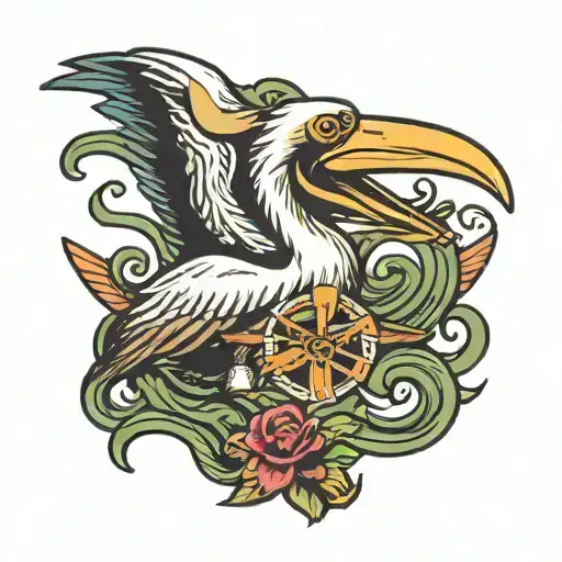 Pelican smoking sailor tattoo design idea