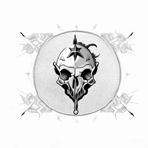 First and last letter resembling a revolver Bones Skulls Cacti Cowboy hat Star Tequila Horses Bull skull Horseshoe tattoo design idea