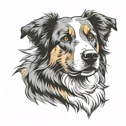 Australian shepherd dog outline tattoo design idea