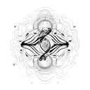 Psychedelic trance music inspired tattoo incorporating elements like music notes, speakers, and abstract patterns tattoo design idea