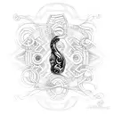 Psychedelic trance music inspired tattoo incorporating elements like music notes, speakers, and abstract patterns tattoo design idea