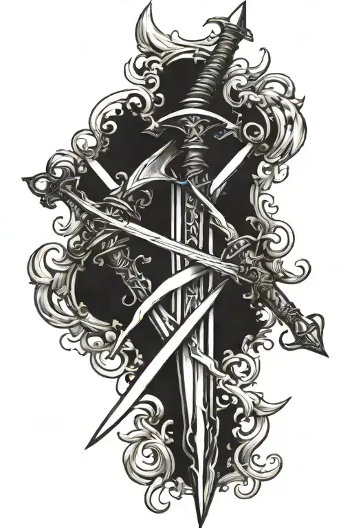 crossed swords tattoo design idea