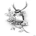 combine mockingbird with roses with mockingbird being the main theme tattoo design idea