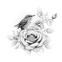 combine mockingbird with roses with mockingbird being the main theme tattoo design idea