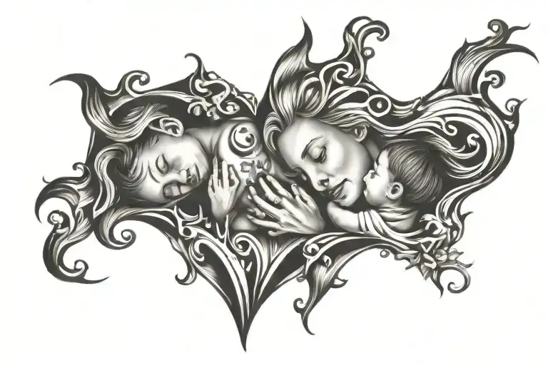 mothers love for son tattoo design idea