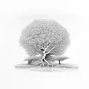 mustard tree with roots and birds tattoo design idea