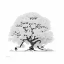 mustard tree with roots and birds tattoo design idea