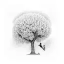 mustard tree with birds tattoo design idea