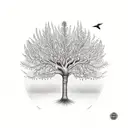 mustard tree with birds tattoo design idea