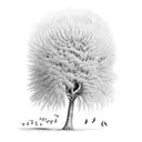 mustard tree with birds tattoo design idea