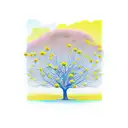 mustard tree with birds tattoo design idea