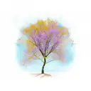 mustard tree with birds tattoo design idea