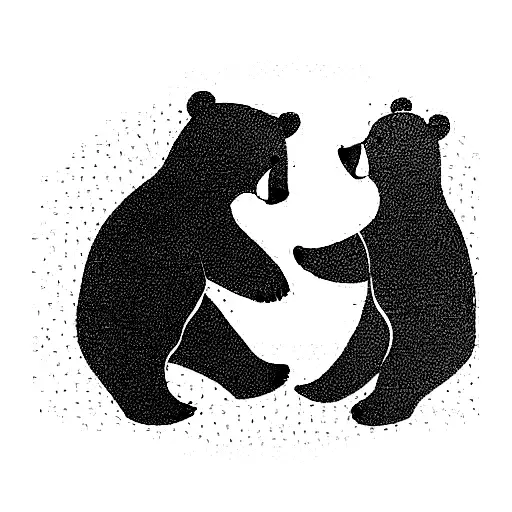 Two bears in love with a jar of honey under a palm tree tattoo design idea