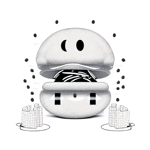 Pac-Man, chicken nuggets, and French fries.  tattoo design idea