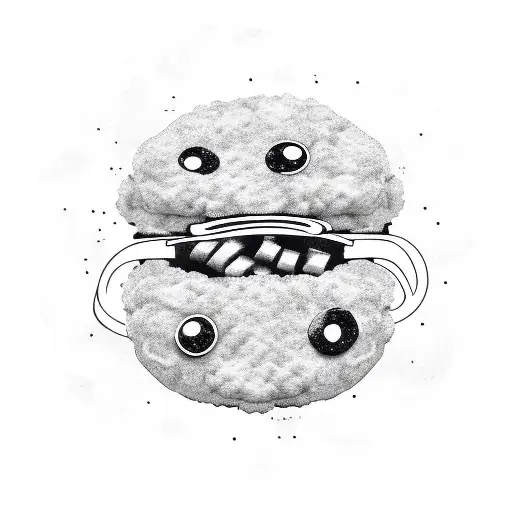 Pac-Man, chicken nuggets, and French fries.  tattoo design idea