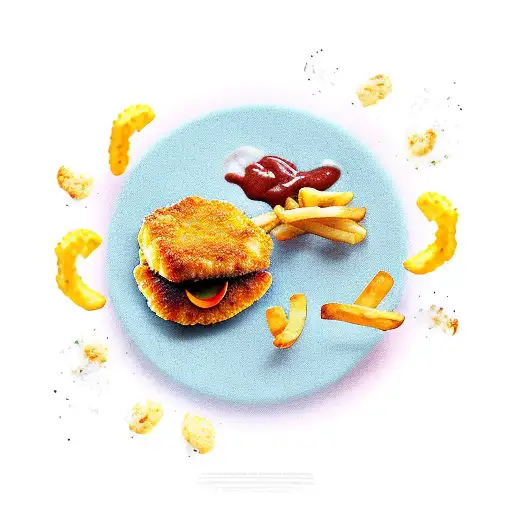 Pac-Man, chicken nuggets, and French fries.  tattoo design idea