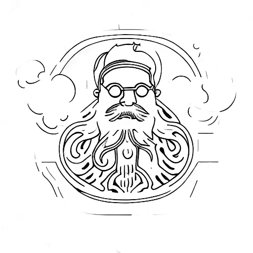 MAN Aquarius, just person, without background, thick outline, old school type tattoo design idea