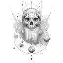 colorfull Tattoo sketch, minimalism, no details, MAN Aquarius, just person, without background, thick outline, old schoo tattoo design idea