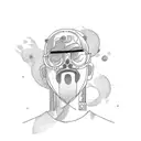 colorfull Tattoo sketch, minimalism, no details, MAN Aquarius, just person, without background, thick outline, old schoo tattoo design idea