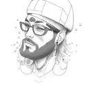 colorfull Tattoo sketch, minimalism, no details, MAN Aquarius, just person, without background, thick outline, old schoo tattoo design idea