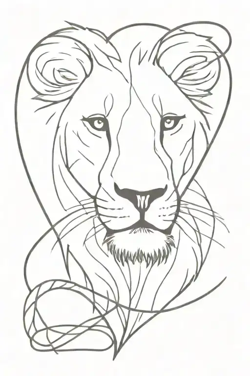 lion and a stitched heart  tattoo design idea