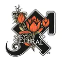 Simple line tattoo design ideas with a combination of the word ethreal and a tulip and a semi colon and a dancing girl i tattoo design idea