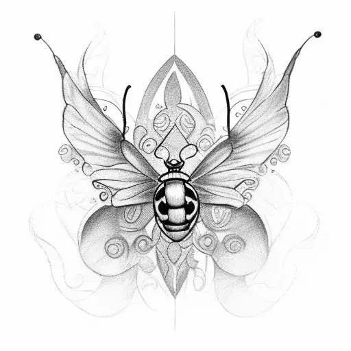 tattoo sketch for a man that incorporates Christian themes, a ladybug, a butterfly, and a feather tattoo design idea