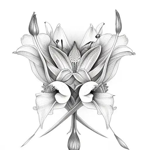 memorial hummingbird lillies tattoo design idea