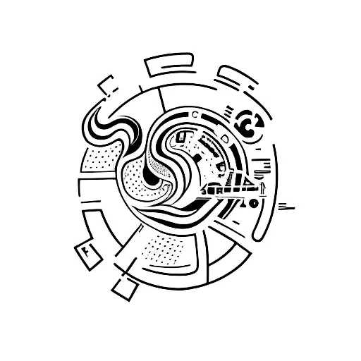 A minimalist tattoo design of a Formula 1 car speeding down a winding road, symbolizing your passion for cars and travel tattoo design idea