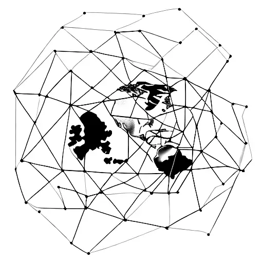 A minimalist tattoo of a world map with a Formula 1 track overlayed on top, showcasing your interest in travel and Formula 1 racing tattoo design idea