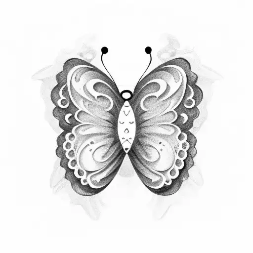 butterfly itself in the shape of the letter J, with the wings forming the curves of the letter.  tattoo design idea