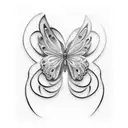 butterfly itself in the shape of the letter J, with the wings forming the curves of the letter.  tattoo design idea