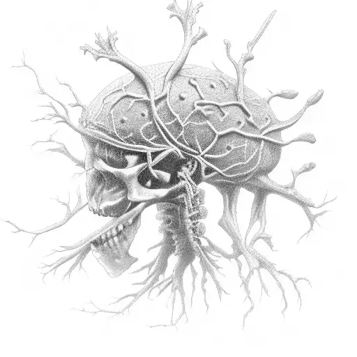 neuron synapse skeleton tattoo design idea
