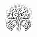 A brain with roots growing from it, symbolizing the importance of mental health and personal growth tattoo design idea