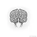 A brain with roots growing from it, symbolizing the importance of mental health and personal growth tattoo design idea