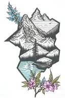 Pioneer Peak Mountain with fireweed and big dipper tattoo design idea
