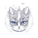 thin lines, stylized cute cat with wings and 2 heads tattoo design idea