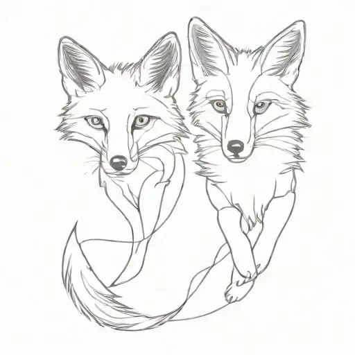 two foxes and a lens tattoo design idea